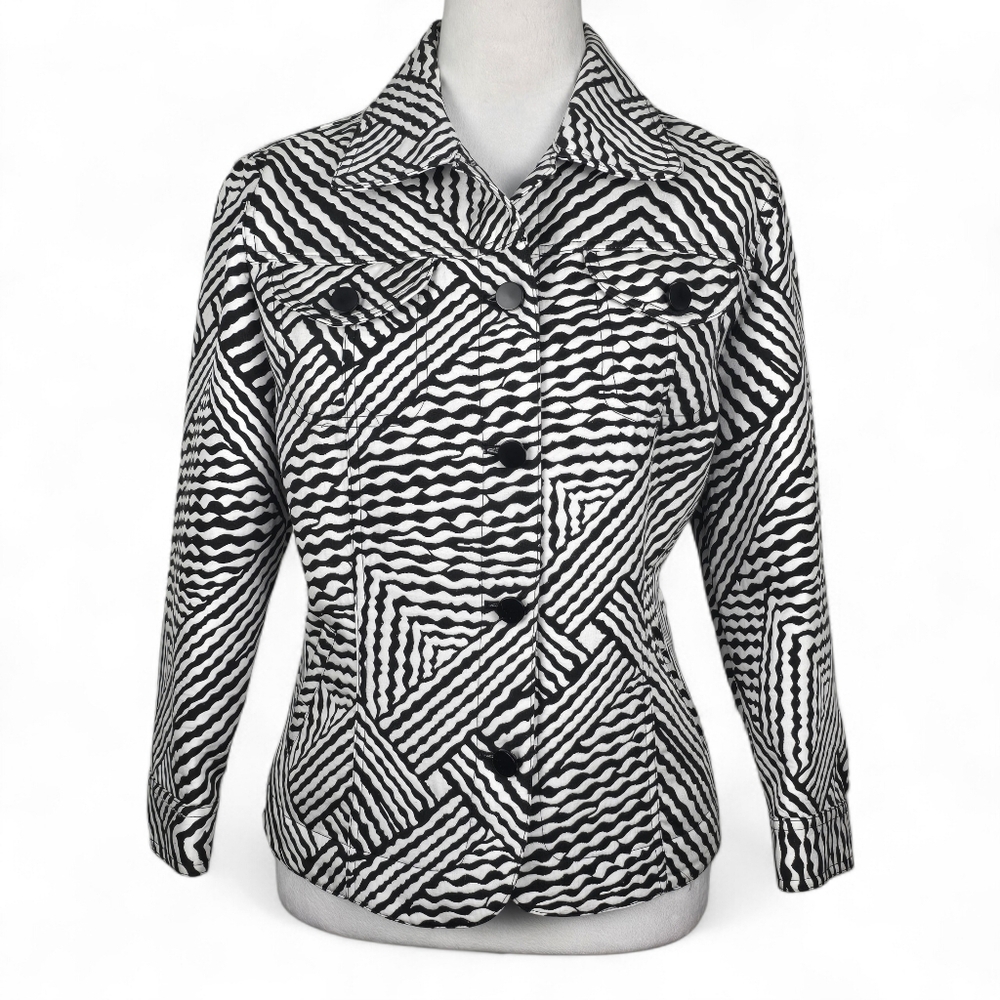 Ruby Rd Geometric‎ Print Button Up Jacket Size 12